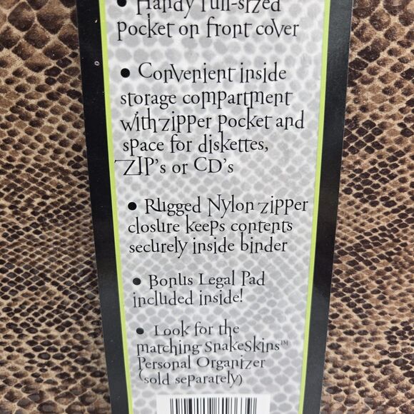 Vintage Norcom Faux Snakeskin Zipper Binder 3-Ring Organizer New Old Stock 90s - Picture 8 of 8